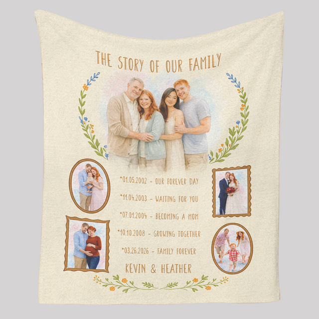 Personalized Mom Timeline Blanket, Mother’s Day Gift