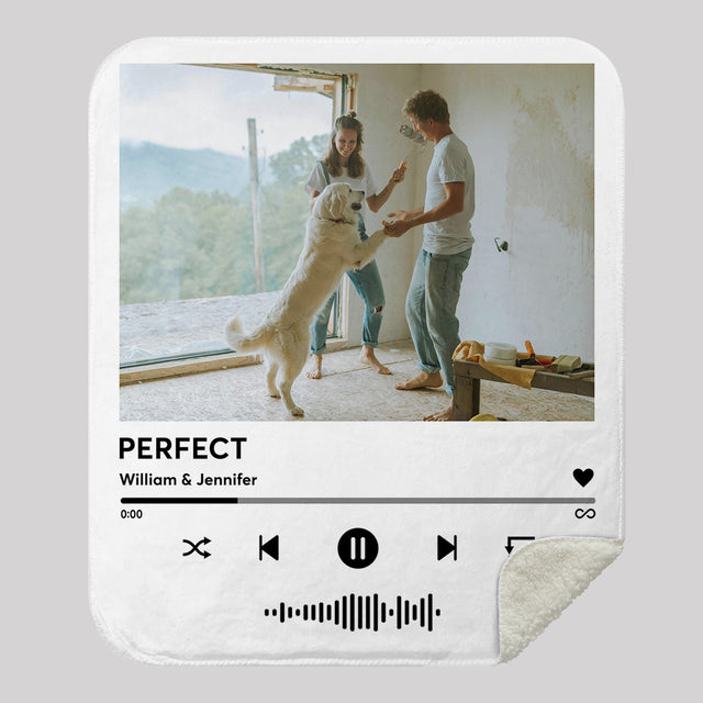 Personalized Music Blanket, Spotify-Style, Custom Photo & Name