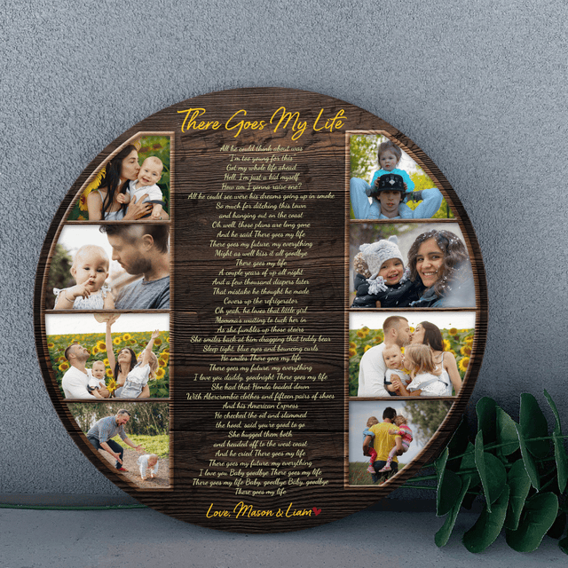 Daddy Lessons Round Wood Sign, Custom Name Photo