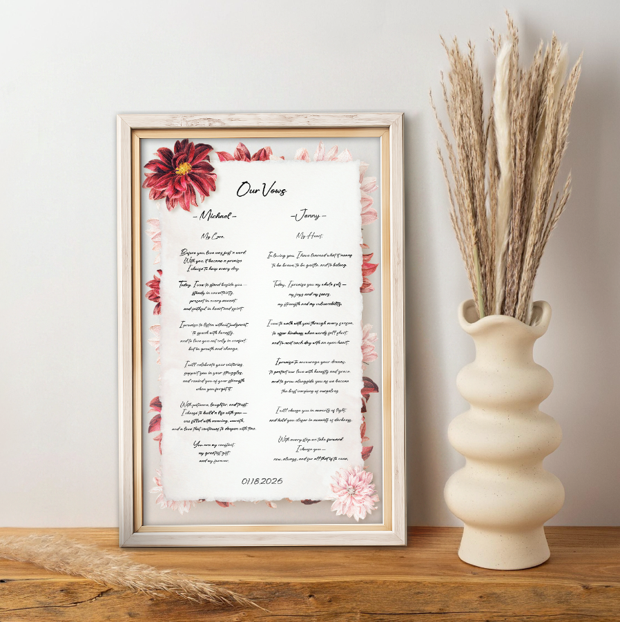 Personalized Wedding Vows 2 Layered Mix Wooden Art 8x12 inch TN04