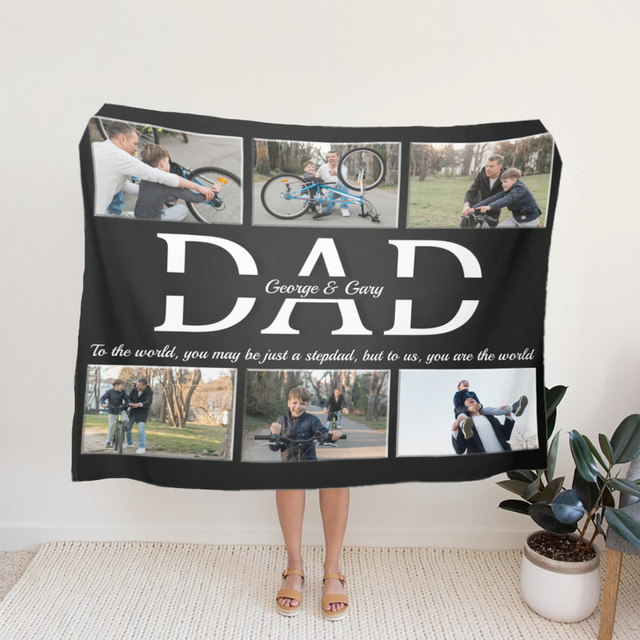 Dad Custom Text and Photo - Customizable Name And Text Blanket