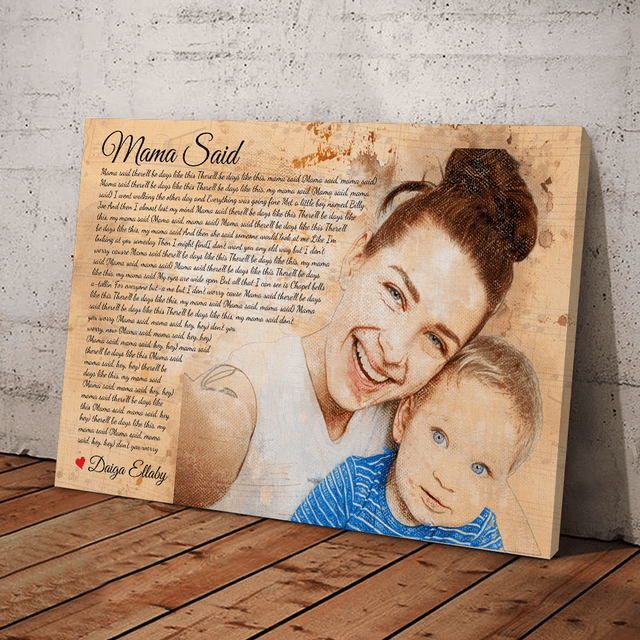 Custom Portrait From Photo, Song Lyrics Canvas Prints