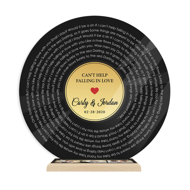 Custom Song Lyrics & Upload Photos Gold, Acrylic Record