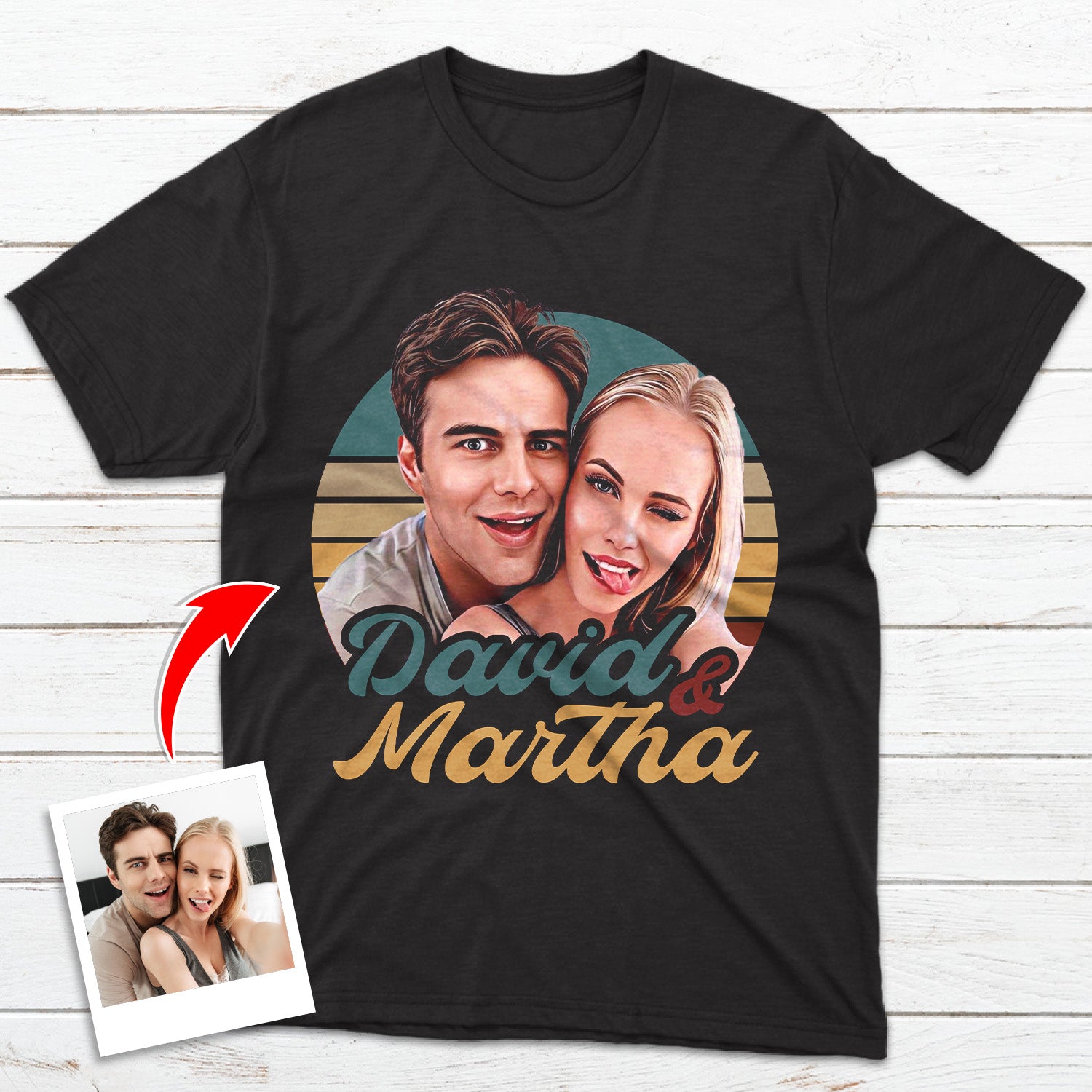 Custom Portrait From Photo Tshirt, Personalized Gifts For Couple