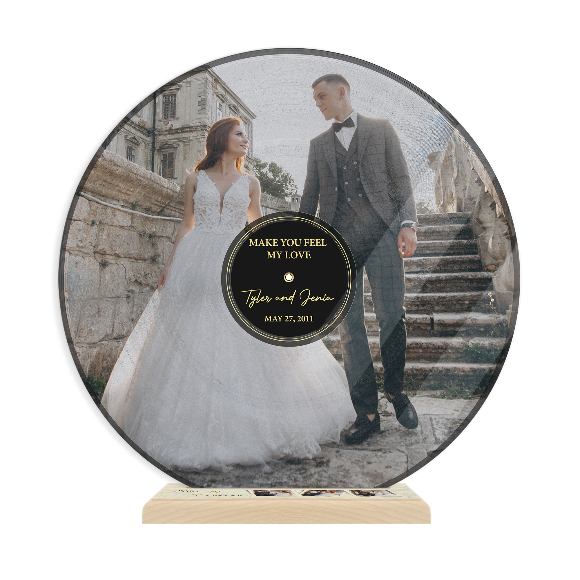 Custom Song Name Date, Acrylic Record with Wooden Stand