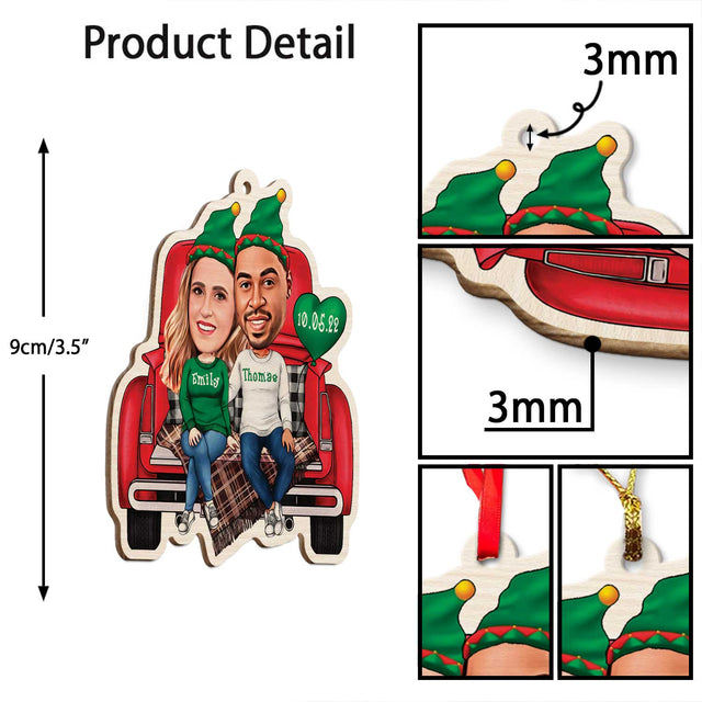 Face From Photo, Gift For Couple, Christmas Trunk, Shape Ornament 2 Sides