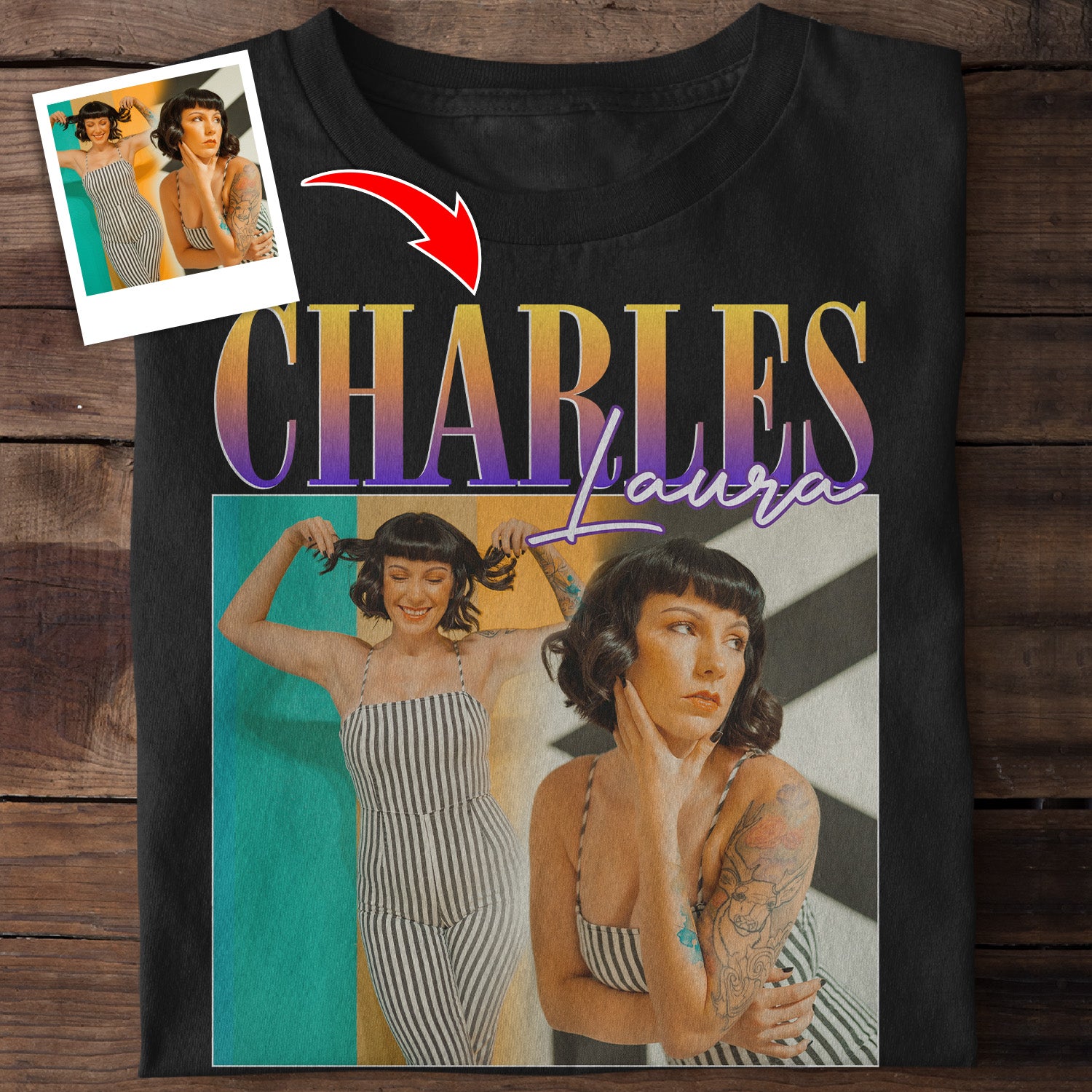 Personalized Name And Photo, Vintage 90s Style Shirt