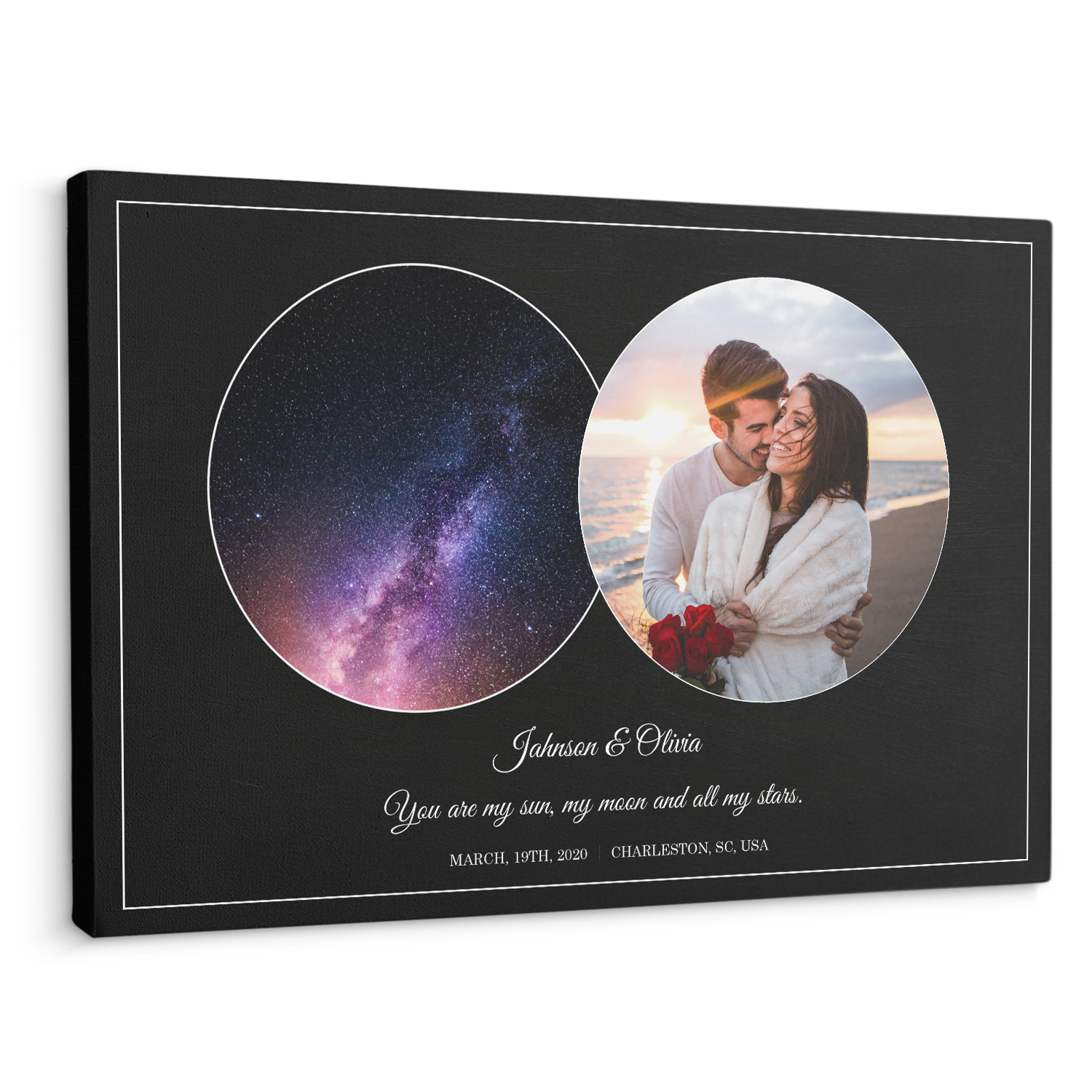 Custom Star Map, Customizable Night Sky, Photo And Text Navy Background