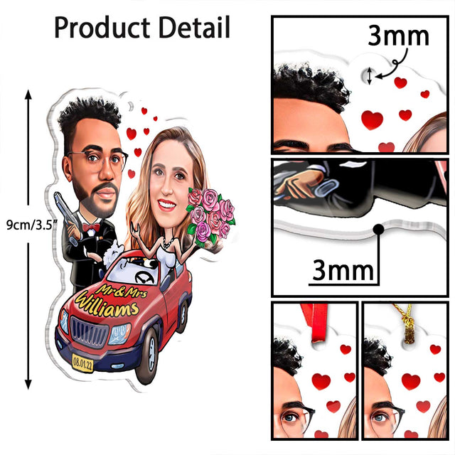 Custom Face From Photo, Gift For Couple, Cabriolet, Shape Ornament 2 Sides