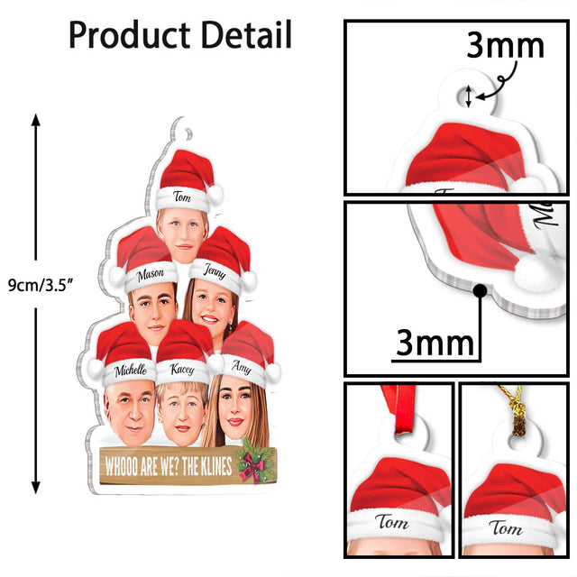 Custom Face From Photo, Christmas Hat, Shape Ornament 2 Sides