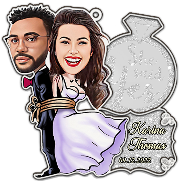 She Said Yes, Custom Face From Photo, Christmas Shape Ornament 2 Layer