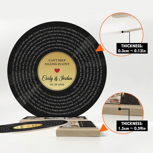 Custom Song Lyrics & Upload Photos Gold, Acrylic Record