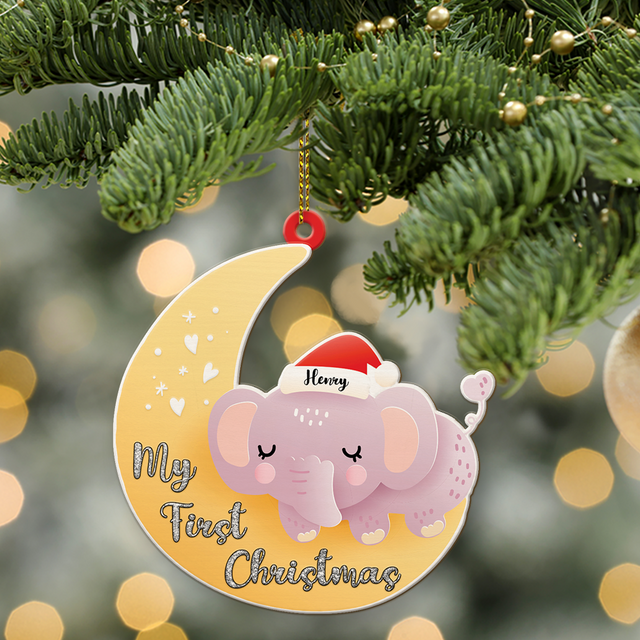 Elephant Ornament, Personalized Ornament, Elephant Ornament