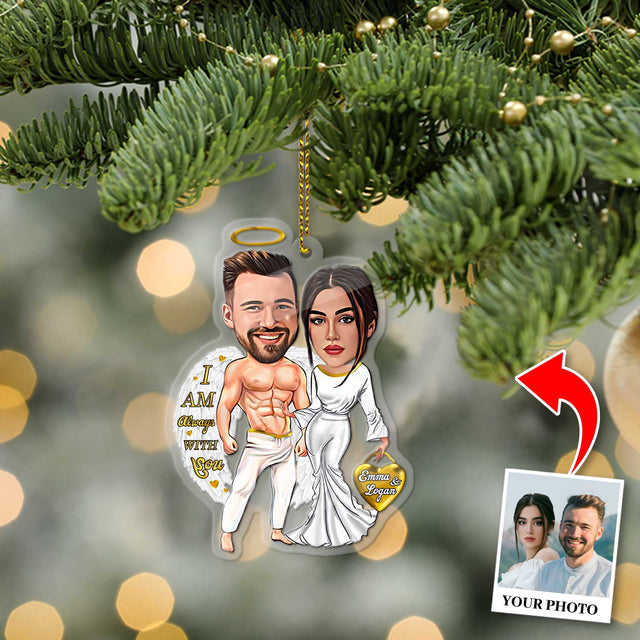 Custom Face From Photo, Gift For Couple, White Angle, Shape Ornament 2 Sides