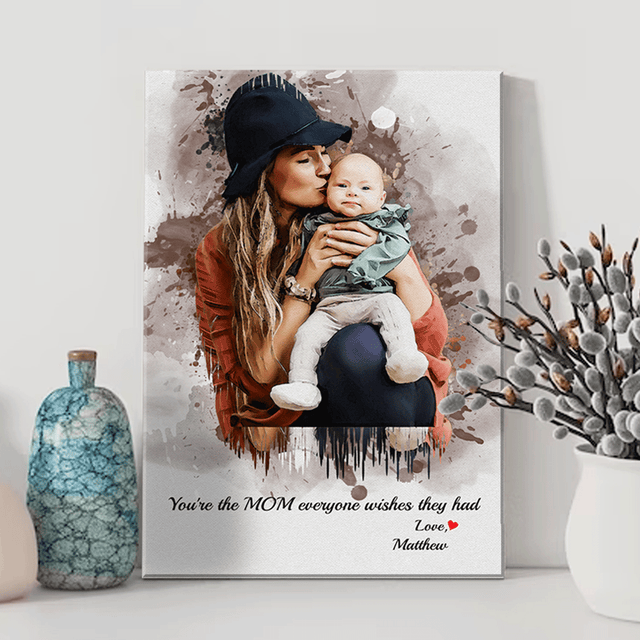 Custom Portrait From Photo, Watercolor Painting Canvas Wall Art