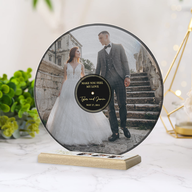 Custom Song Name Date, Acrylic Record with Wooden Stand