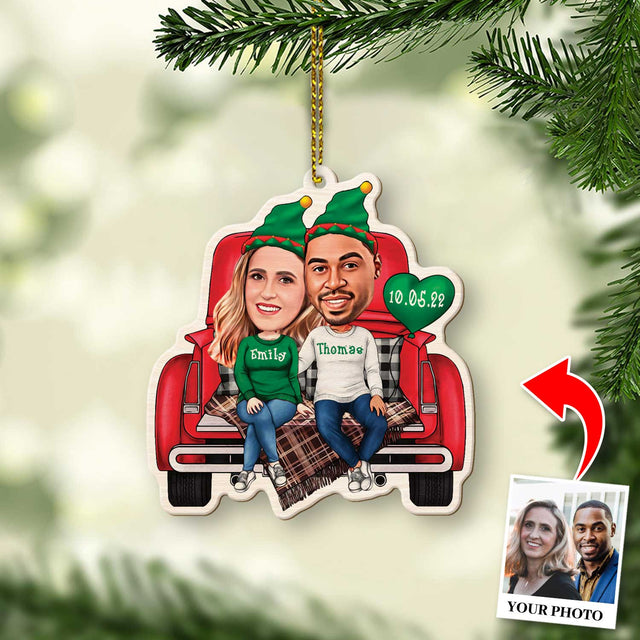 Face From Photo, Gift For Couple, Christmas Trunk, Shape Ornament 2 Sides