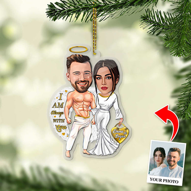 Custom Face From Photo, Gift For Couple, White Angle, Shape Ornament 2 Sides