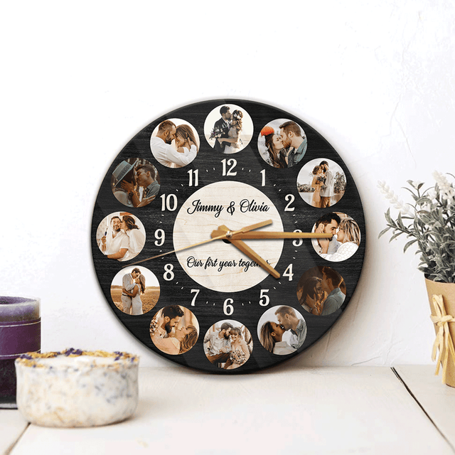 Custom Name And Text, Our First Year Together Wall Clock