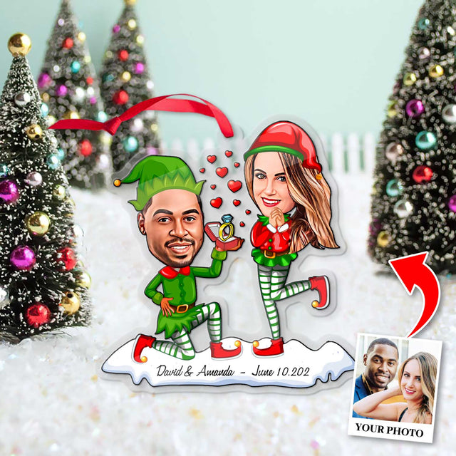Custom Face From Photo, Gift For Couple, Christmas Marry Me, Shape Ornament 2 Sides