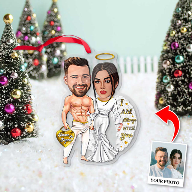Face From Photo, Gift For Couple, White Angle 2, Shape Ornament 2 Sides