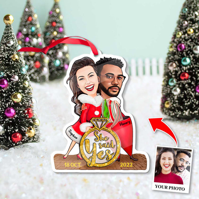 Custom Face From Photo, Gift For Couple, Christmas Ring, Shape Ornament 2 Sides