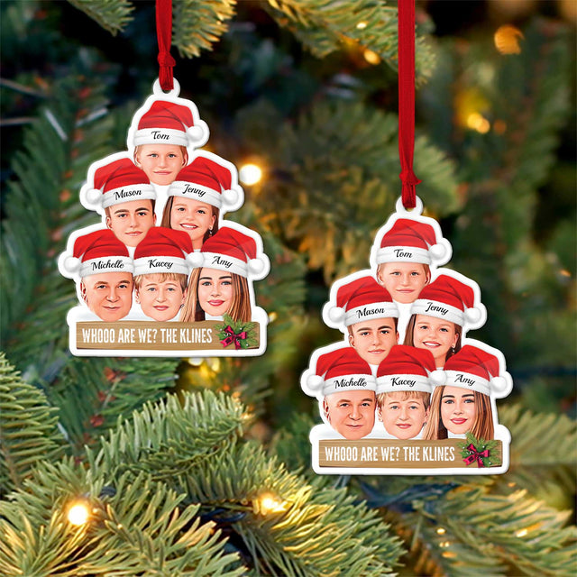 Custom Face From Photo, Christmas Hat, Shape Ornament 2 Sides