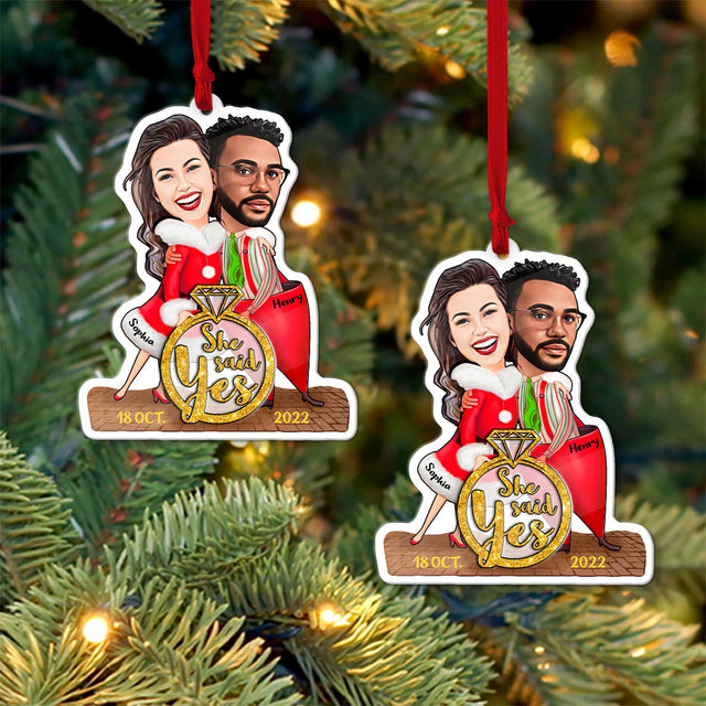 Custom Face From Photo, Gift For Couple, Christmas Ring, Shape Ornament 2 Sides
