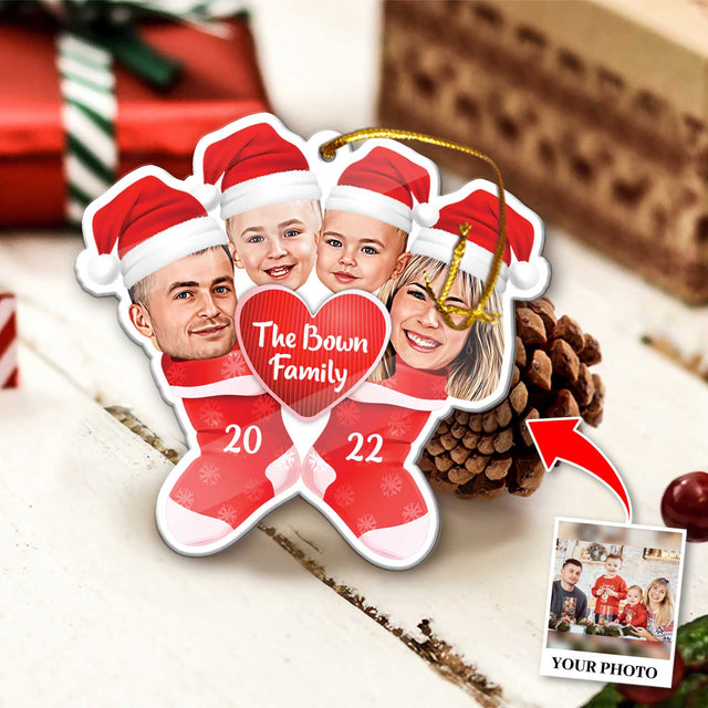 Custom Face From Photo, Stocking Christmas Shape Ornament 2 Sides