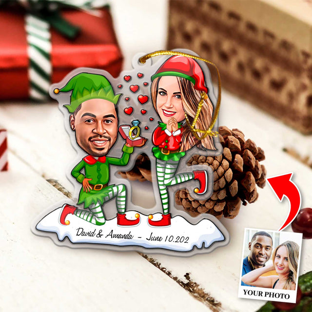 Custom Face From Photo, Gift For Couple, Christmas Marry Me, Shape Ornament 2 Sides