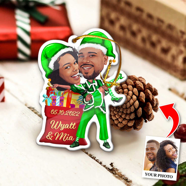 Custom Face From Photo, Gift For Couple, Christmas, Shape Ornament 2 Sides