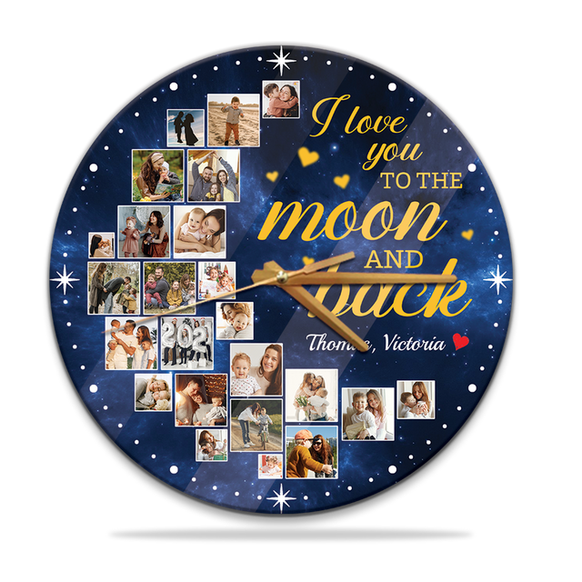 Custom Photo I Love You To The Moon and Back Wall Clock