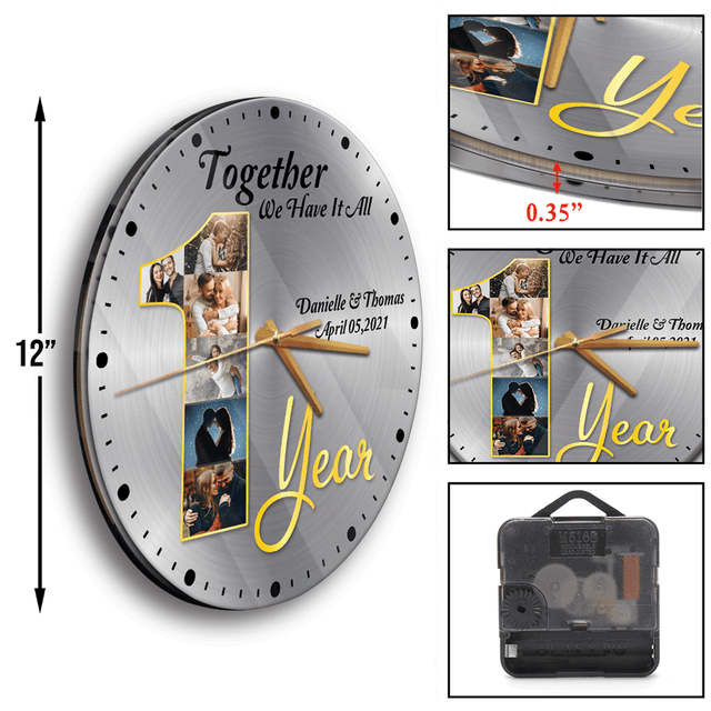 Custom Name & Date, Together We Have It All, 1 Year Wall Clock