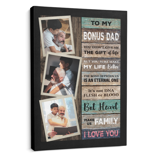 To My Bonus Dad, Custom Photo Canvas Wall Art