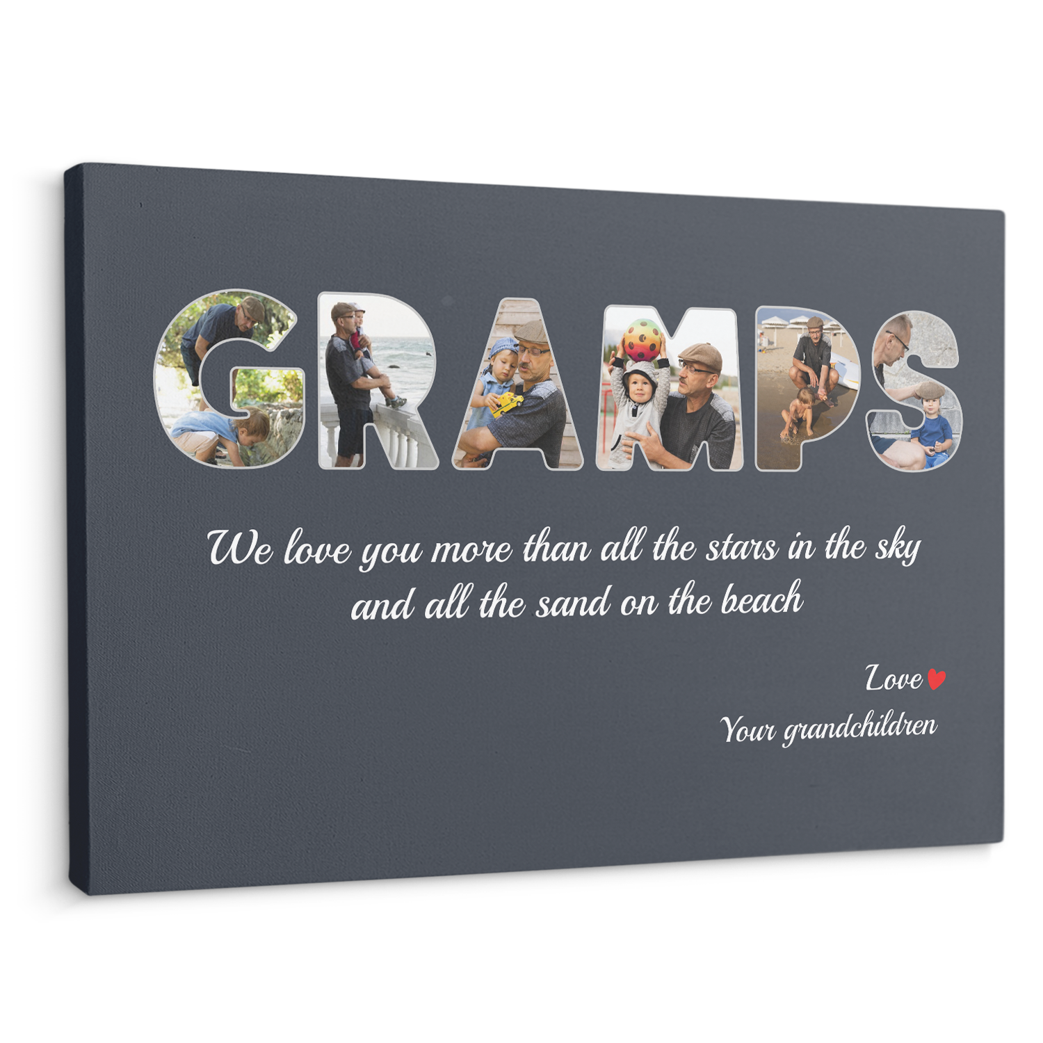 Gramps Custom Photo - Customizable Name And Text Canvas Wall Art