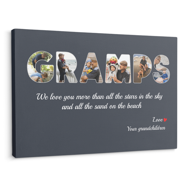 Gramps Custom Photo - Customizable Name And Text Canvas Wall Art