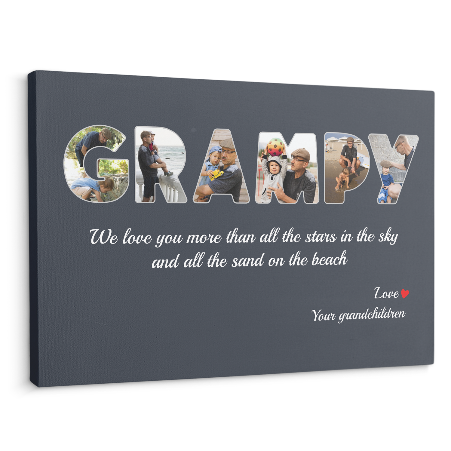 Grampy Custom Photo - Customizable Name And Text Canvas Wall Art