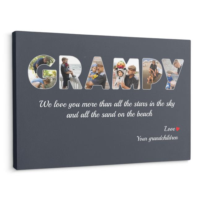 Grampy Custom Photo - Customizable Name And Text Canvas Wall Art