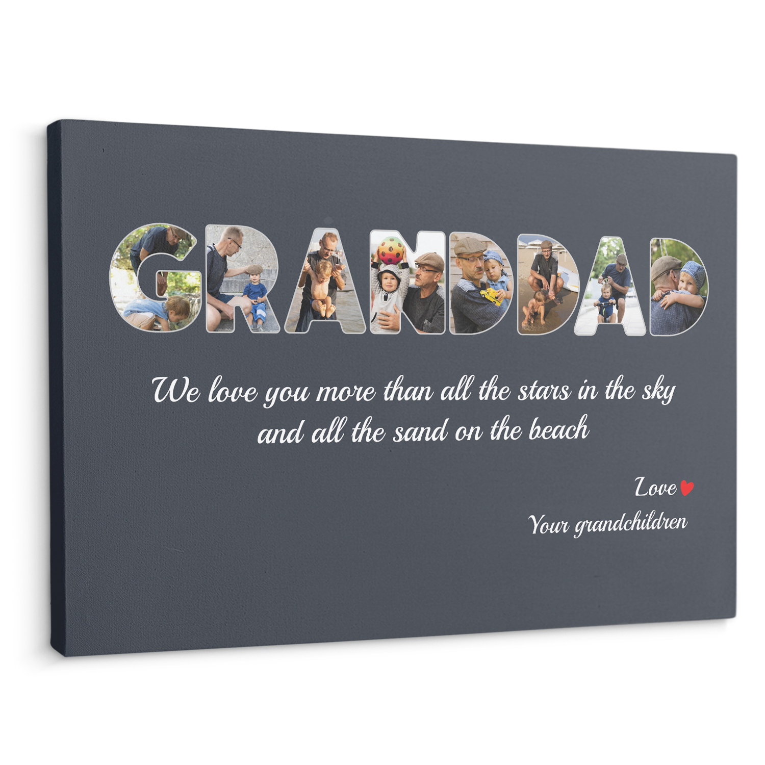 Granddad Custom Photo - Customizable Name And Text Canvas Wall Art
