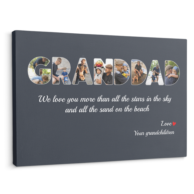 Granddad Custom Photo - Customizable Name And Text Canvas Wall Art
