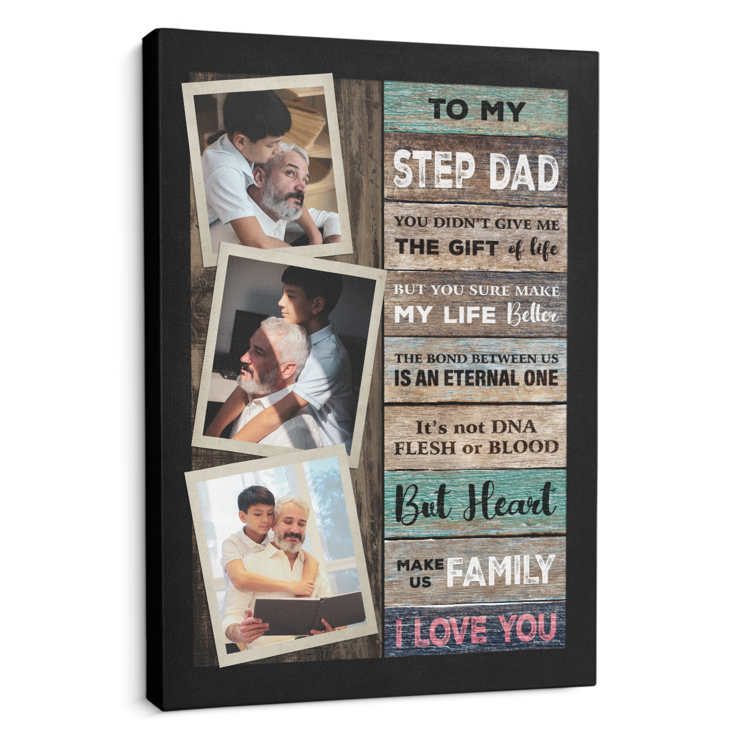 To My Step Dad, Custom Photo Canvas Wall Art