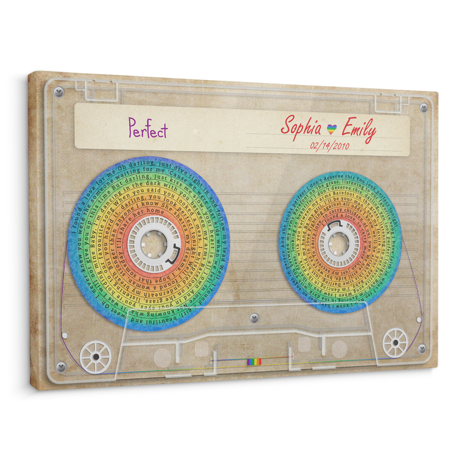 Customizable Music Song Lyrics Cassette Tape, Rainbow Art, LGBT Canvas Wall Art