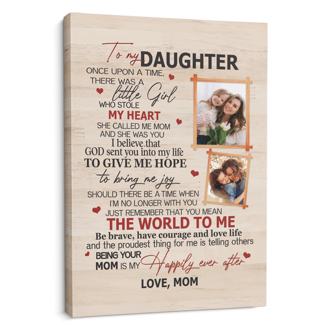 To My Daughter, God Send You Into My Life, Custom Photo Canvas Art Print