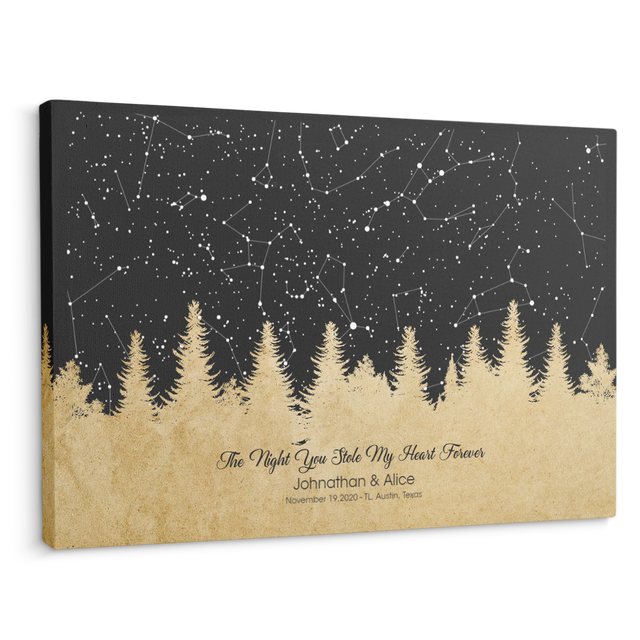 Custom Star Map By Date And Location, Customizable Text Canvas