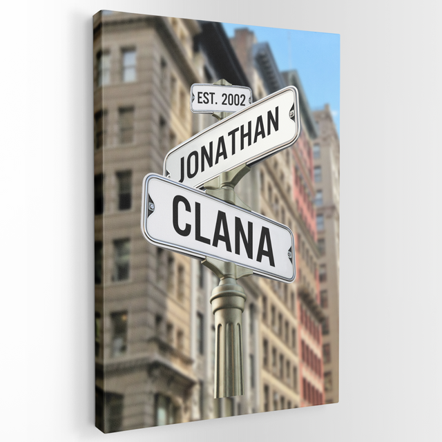 Custom Canvas Intersection Street Sign 2 Names