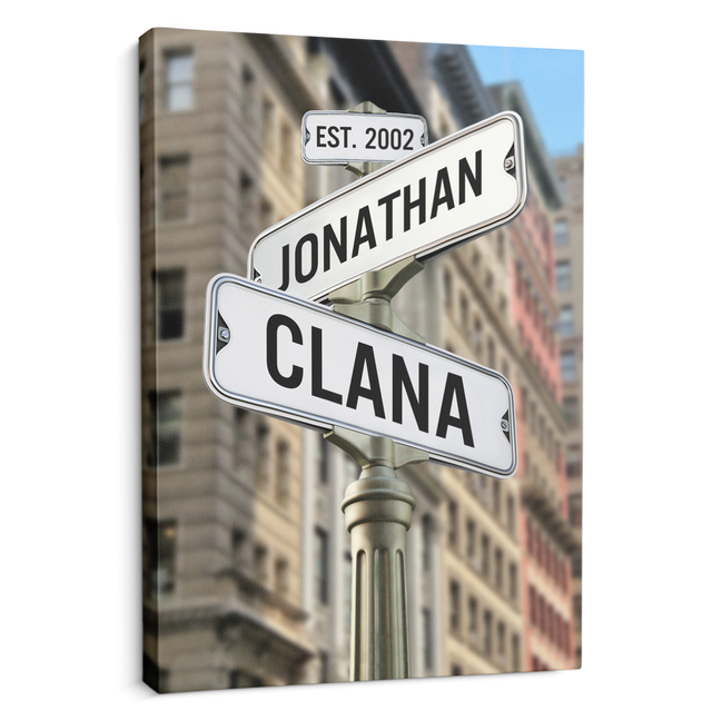 Custom Canvas Intersection Street Sign 2 Names