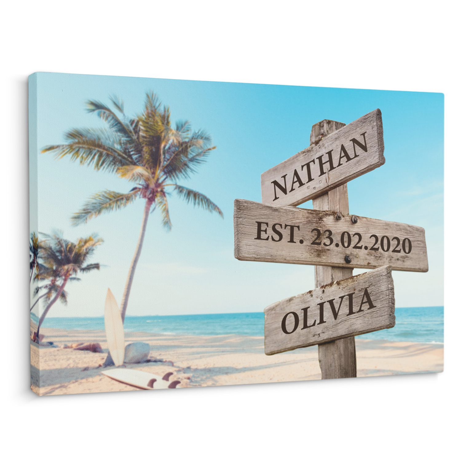 Custom Street Sign Canvas Art Print Beach Background