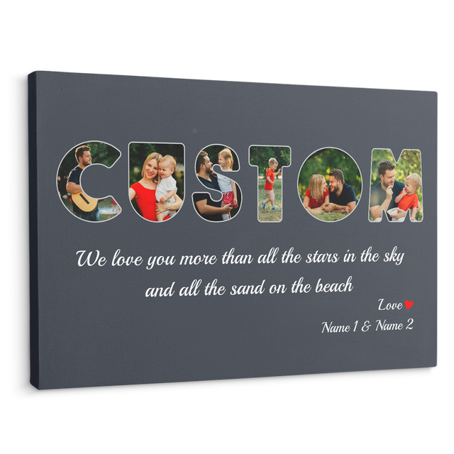 Custom Photo On Text - Customizable Name And Text Canvas Wall Art