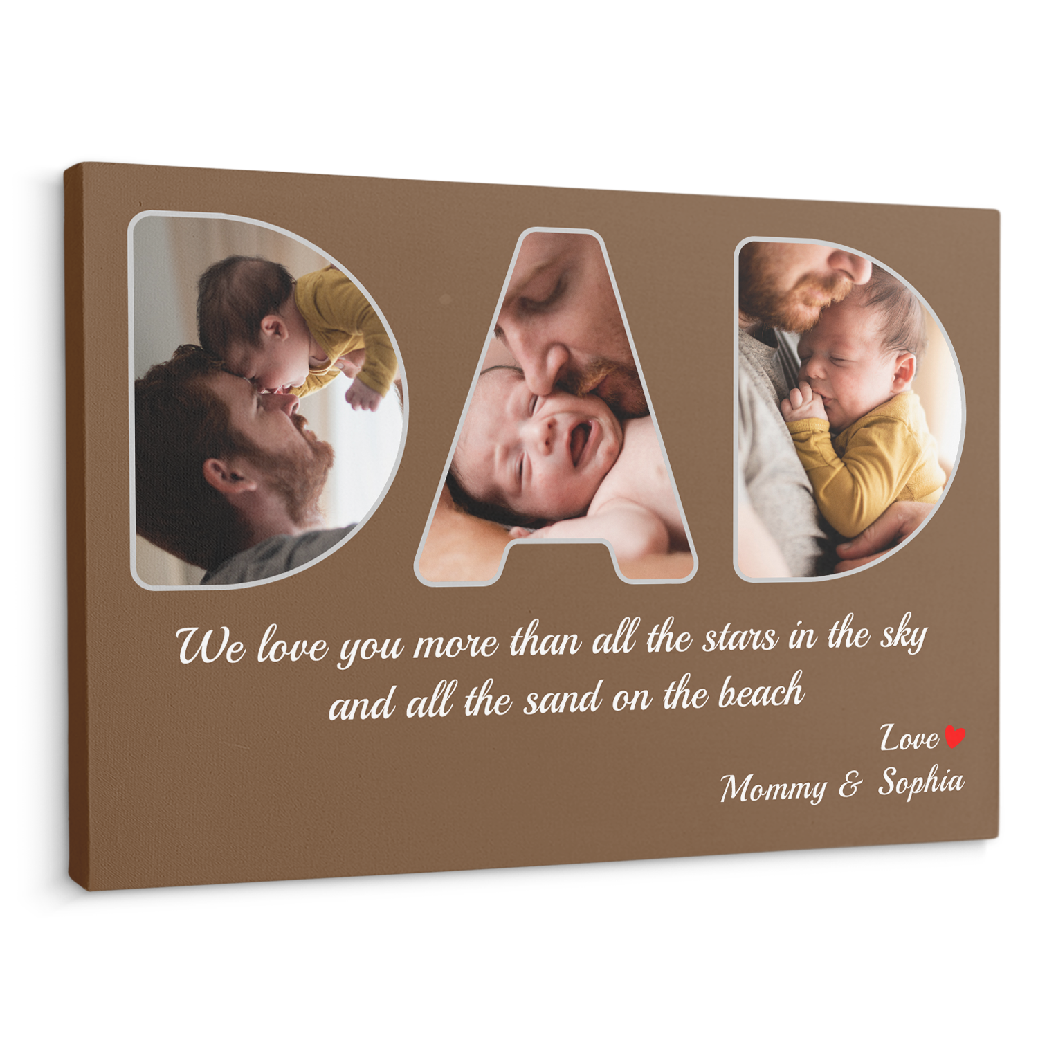 Dad Custom Photo - Customizable Brown Background Canvas