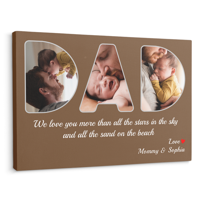 Dad Custom Photo - Customizable Brown Background Canvas